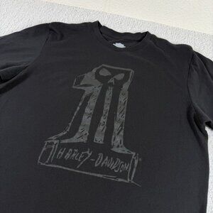 Harley Davidson Tshirt Womens Large Black Biker #1‎ Skull Grunge